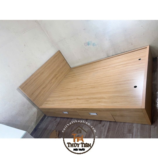 Giường ngủ gỗ MDF lõi xanh đơn giản hiện đại dày 17mm 2 hộc kéo