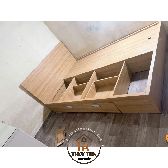 Giường ngủ gỗ MDF lõi xanh đơn giản hiện đại dày 17mm 2 hộc kéo