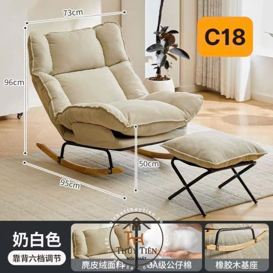 Ghế bập bênh có thể tháo rời và giặt được, ghế tựa lưng có thể điều chỉnh, ghế bập bênh đơn cho thư giãn