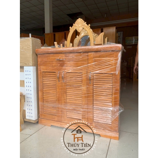 Tủ giày dép gỗ cao su ngang 1m, 1m2