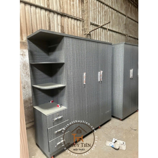 Tủ Quần Áo MDF cửa mở Kệ Kéo Ngoài- TQAMDF 008