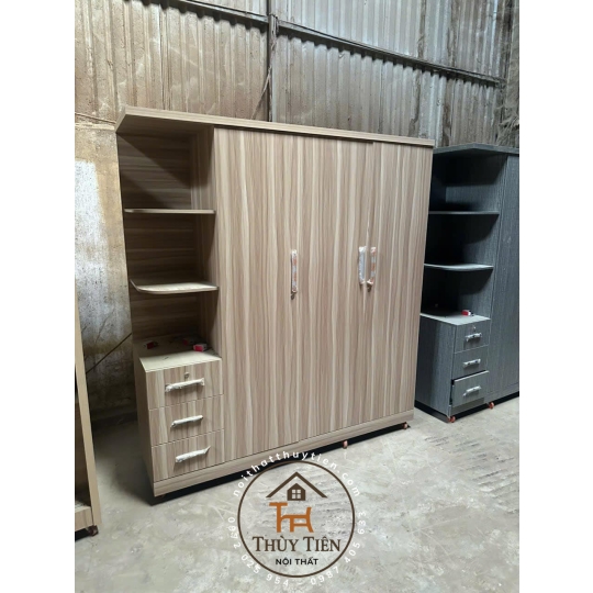 Tủ Quần Áo MDF cửa mở Kệ Kéo Ngoài- TQAMDF 008