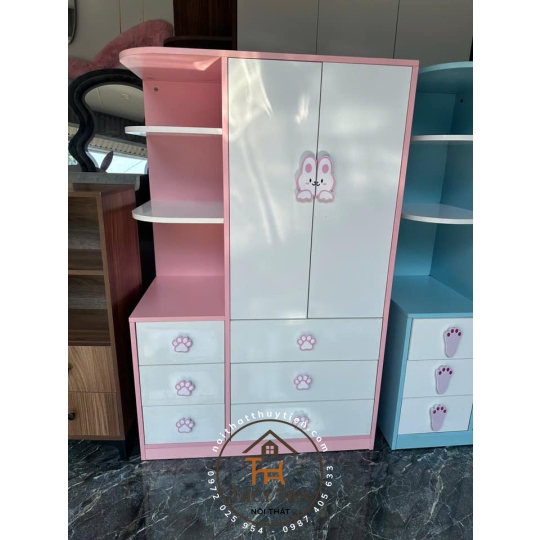 Tủ quần áo trẻ em MDF lõi xanh có kệ ngoài