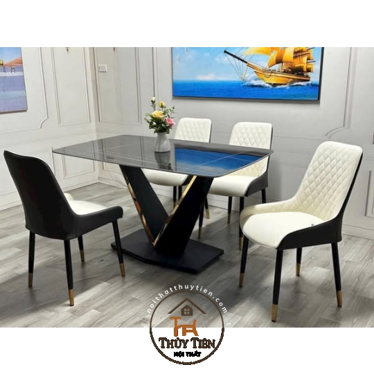 Bàn ăn 4 ghế mặt đá + ghế nhập khẩu