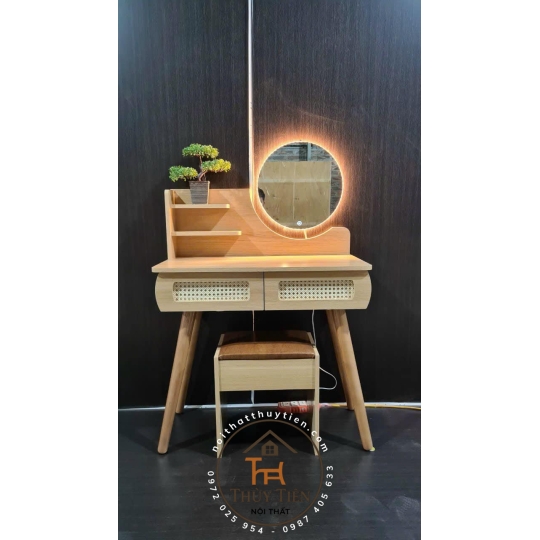 Bàn trang điểm- bàn phấn mây chân gỗ e sẵn