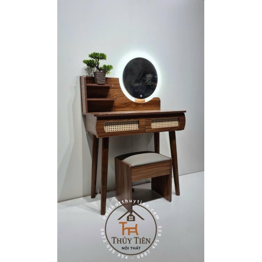 Bàn trang điểm- bàn phấn mây chân gỗ e sẵn
