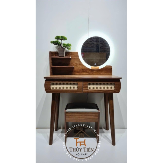 Bàn trang điểm- bàn phấn mây chân gỗ e sẵn