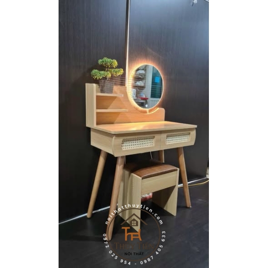 Bàn trang điểm- bàn phấn mây chân gỗ e sẵn