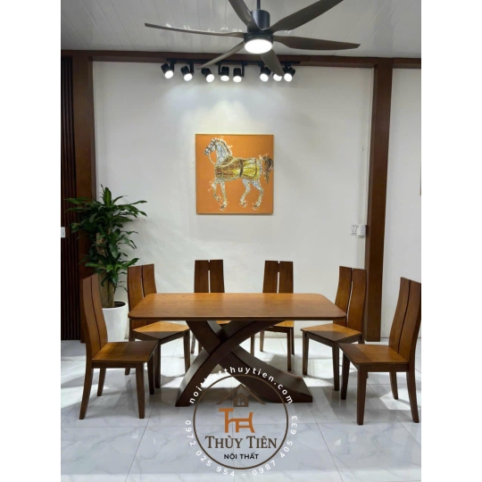 Bàn ghế ăn gỗ sồi thịt giá tận xưởng 