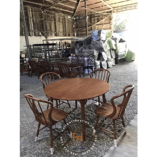 Bộ bàn ăn ghế tay cong chân tiện