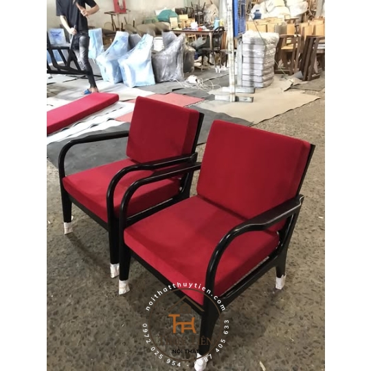 Sofa tay cong gỗ cao su