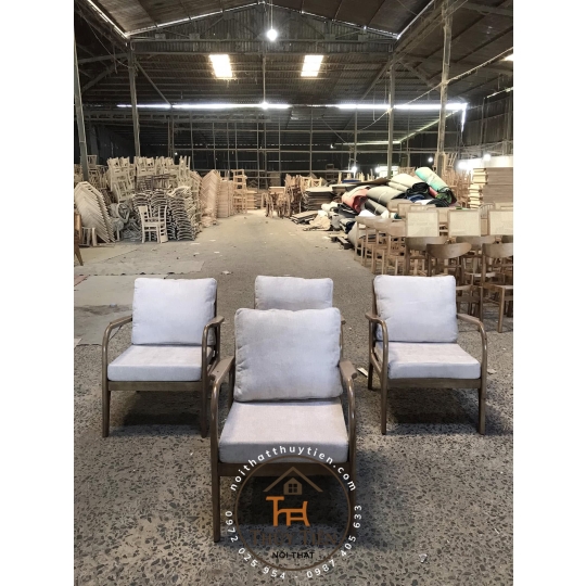 Sofa tay cong gỗ cao su