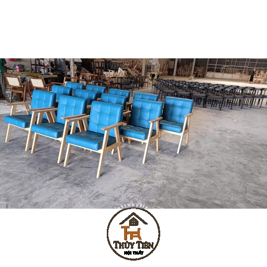 SOFA GỖ CAO SU – TAY DẸT