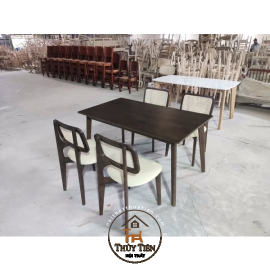 BỘ BÀN ĂN kết hợp ghế mây