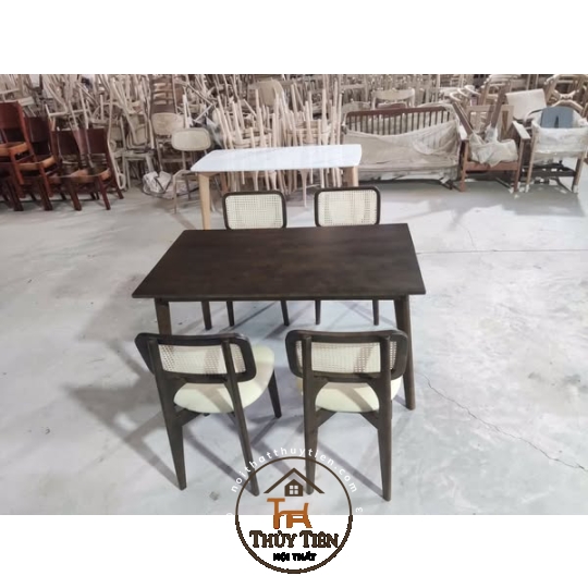 BỘ BÀN ĂN kết hợp ghế mây