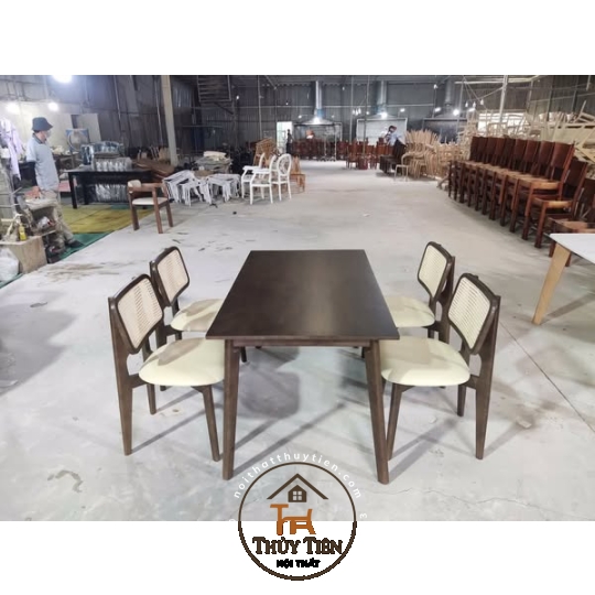 BỘ BÀN ĂN kết hợp ghế mây