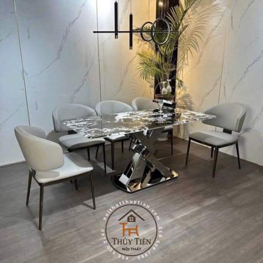 Ghế ăn Leon nhập khẩu cao cấp, ghế bọc da PU, chân côn bọc ống đồng 