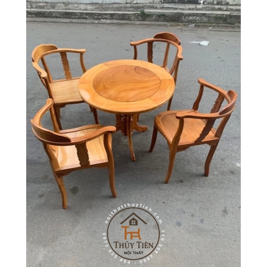 Bàn trà gỗ gõ đỏ 2 ghế- 4 ghế