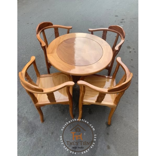 Bàn trà gỗ gõ đỏ 2 ghế- 4 ghế
