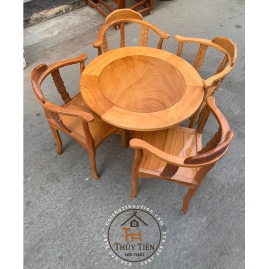 Bàn trà gỗ gõ đỏ 2 ghế- 4 ghế