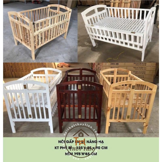 Giường cũi em bé Gỗ Thông Loại Đẹp Chắn Chắn