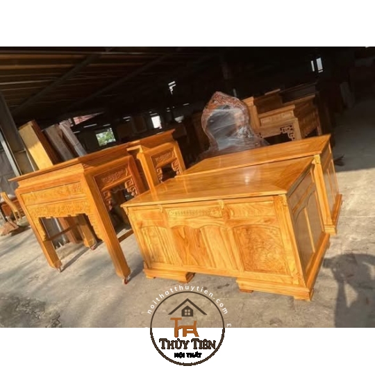 Bàn làm việc gỗ gõ đỏ- BLVGGD 003