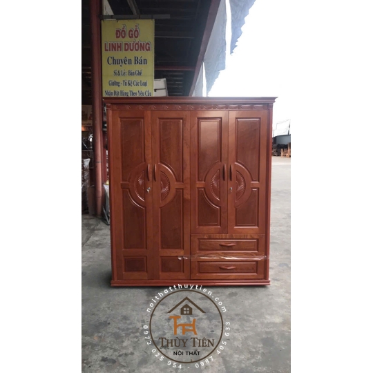 Mẫu tủ quần áo xoan phủ