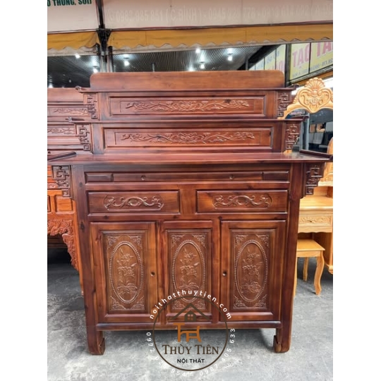 Tủ thờ gỗ tràm sơn màu óc chó