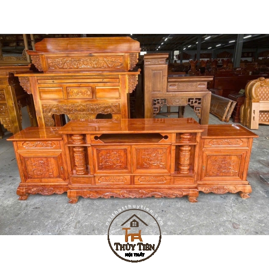 Cốp tivi gỗ hương đá