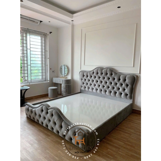 Giường bọc nỉ nhung cao cấp 