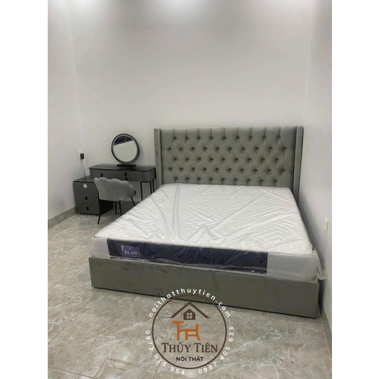 Giường bọc nỉ nhung cao cấp 