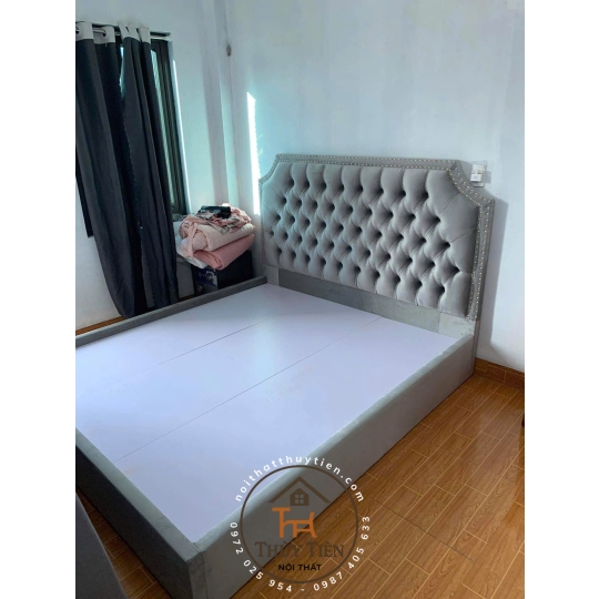 Giường bọc nỉ nhung cao cấp 