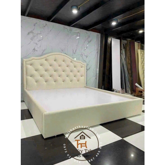 Giường bọc nỉ nhung cao cấp 