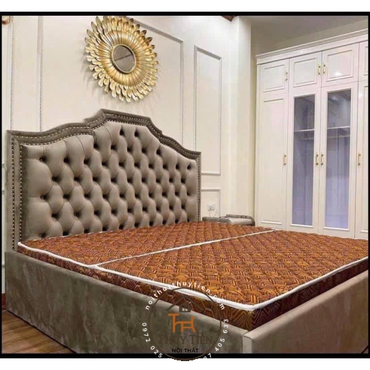 Giường bọc nỉ nhung cao cấp 