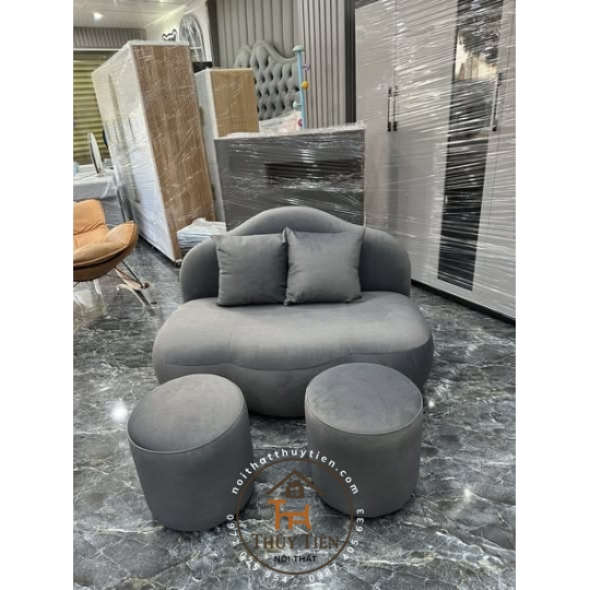 Mây bọc nỉ nhung 1m2 + 2 đôn 