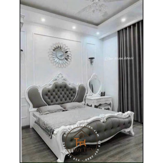 Giường tân cổ điển khung phôi nhập