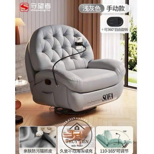 Ghế sofa xoay điều khiển tự động, kèm giá treo điện thoại