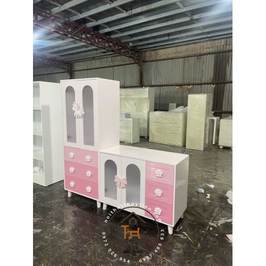 ​ Cặp tủ trẻ em tone hồng trắng siêu xinh – Vừa đáng yêu vừa tiện dụng   ​