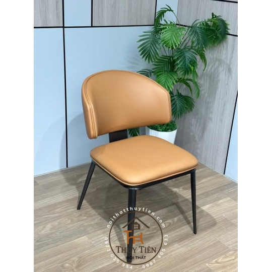Ghế ăn Leon nhập khẩu cao cấp, ghế bọc da PU, chân côn bọc ống đồng 