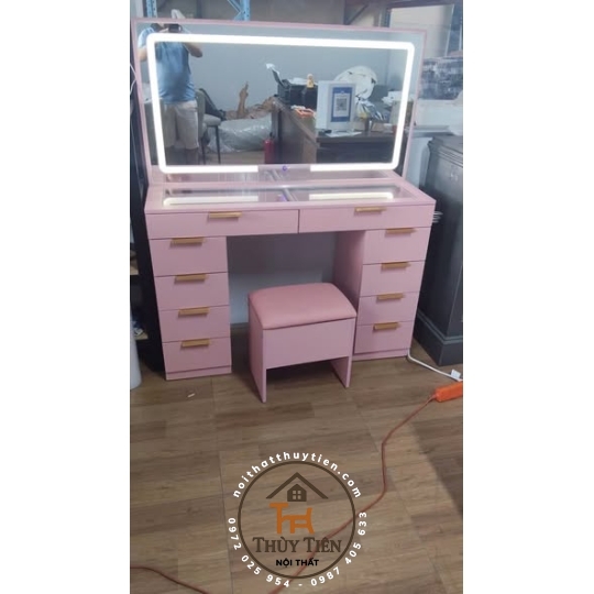 💖 BÀN TRANG ĐIỂM LED  SƠN 2K-  GƯƠNG CẢM ỨNG | KÈM GHẾ | SIÊU NHIỀU NGĂN