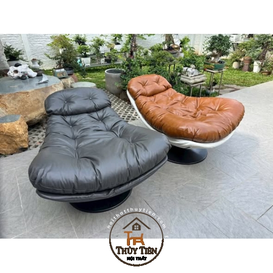Ghế thư giãn 𝐍𝐨𝐫𝐝𝐢𝐜 cao cấp bọc da êm ái, ghế xoay đọc sách phòng khách, decor phòng ngủ