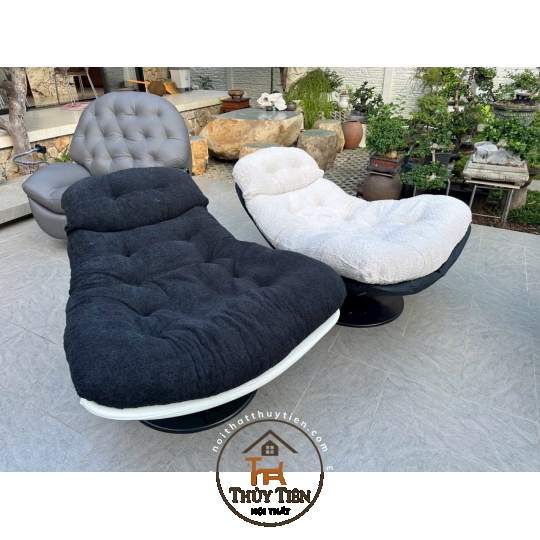 Ghế thư giãn 𝐍𝐨𝐫𝐝𝐢𝐜 cao cấp bọc da êm ái, ghế xoay đọc sách phòng khách, decor phòng ngủ