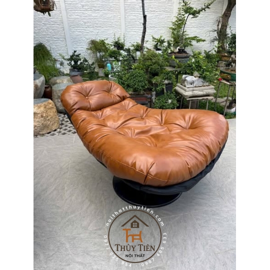 Ghế thư giãn 𝐍𝐨𝐫𝐝𝐢𝐜 cao cấp bọc da êm ái, ghế xoay đọc sách phòng khách, decor phòng ngủ