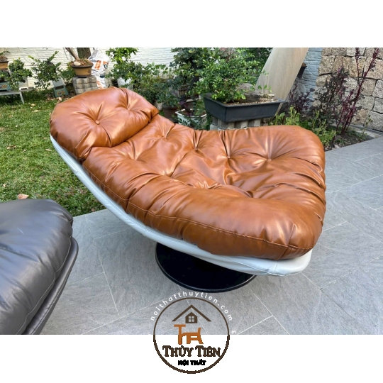 Ghế thư giãn 𝐍𝐨𝐫𝐝𝐢𝐜 cao cấp bọc da êm ái, ghế xoay đọc sách phòng khách, decor phòng ngủ