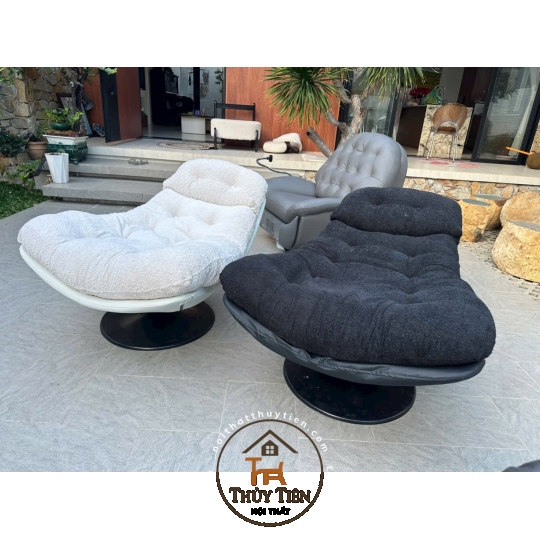 Ghế thư giãn 𝐍𝐨𝐫𝐝𝐢𝐜 cao cấp bọc da êm ái, ghế xoay đọc sách phòng khách, decor phòng ngủ
