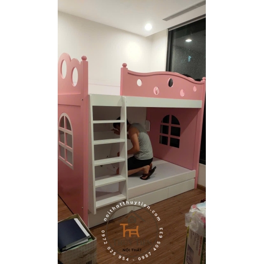 Giường tầng theo thiết kế đây ạ Chuẩn đẹp chắc