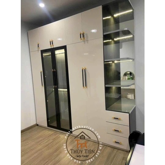 Mẫu  tủ quần áo gỗ MDF lõi xanh lõi nâu đơn sắc cho khách tham khảo ạ