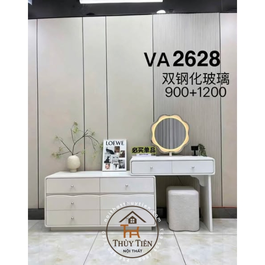 Bộ bàn ghế trang điểm hiện đại nhập khẩu hàng sơn 2k siêu đẹp- 002