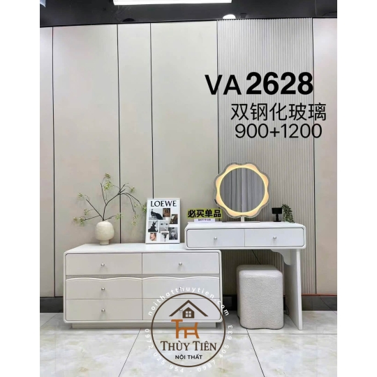 Bộ bàn ghế trang điểm hiện đại hàng gỗ thịt đẹp bền 