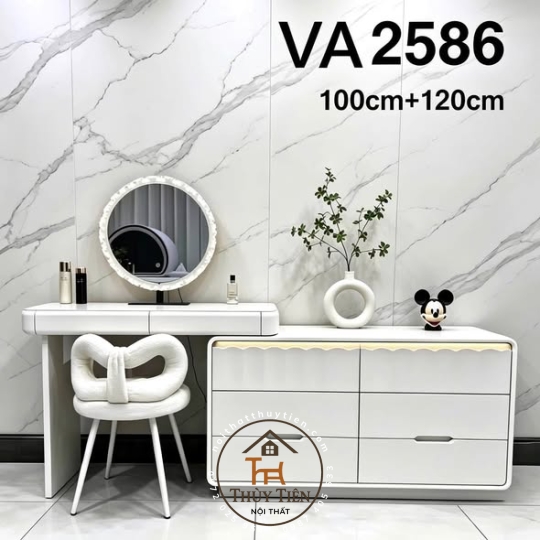 Bộ bàn ghế trang điểm hiện đại hàng gỗ thịt đẹp bền 